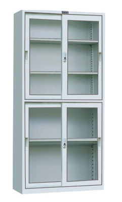 O armário de aço de vidro dos artigos de papelaria da porta deslizante bate para baixo a configuração da estrutura 2-Tier