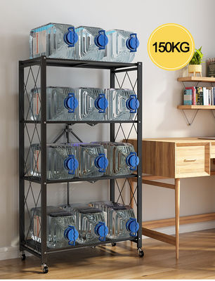 Shelving claro dobrável com rodas, shelving do dever do metal de 3 séries para a cozinha